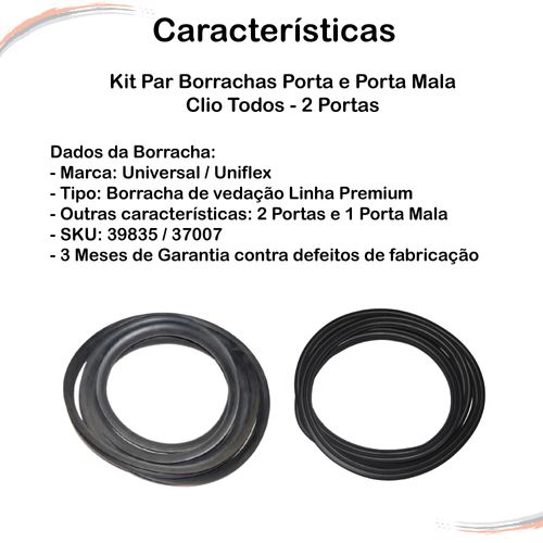 Kit Par Borrachas Porta e Porta Mala Gol Parati G2 G3 G4