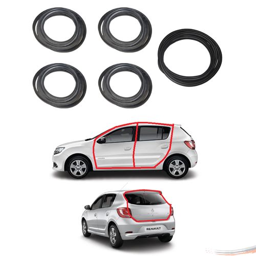 Kit Borrachas Porta e Porta Mala Sandero Duster 4 Portas