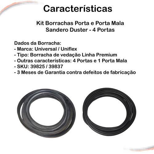 Kit Borrachas Porta e Porta-Malas Opala até 92 4 Portas