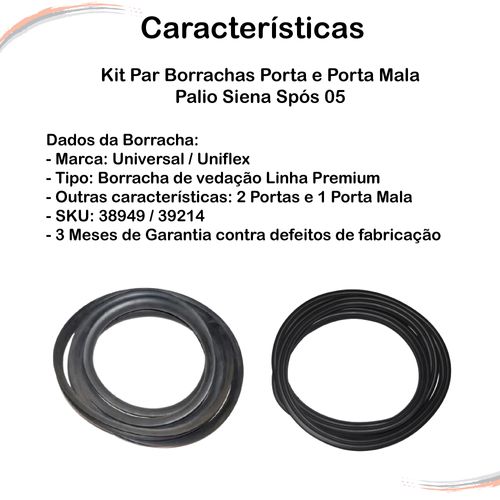 Kit Par Borrachas Porta e Porta Mala Peugeot 206 207 2 Pts