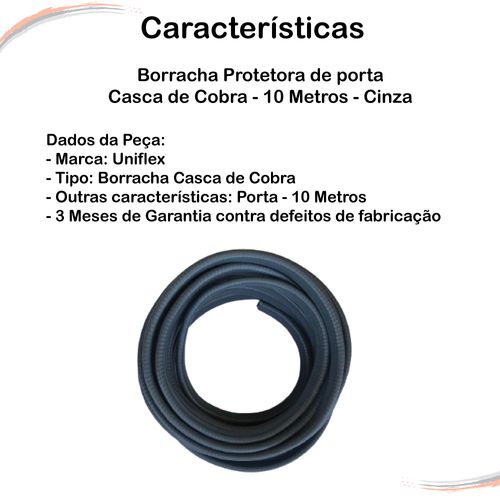 Borracha Protetora Borda Portas Carro Universal 10 m Cinza