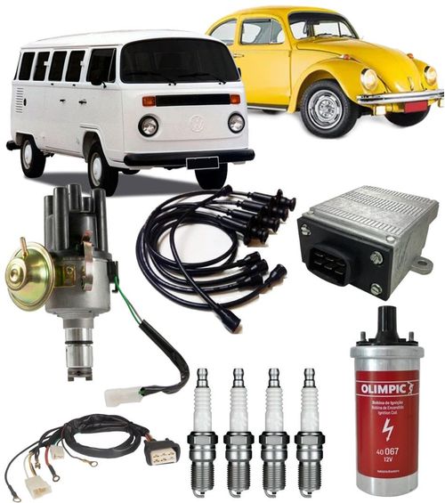 Kit IgniÇÃO Eletronica Fusca Brasilia Kombi 1300 E 1600 Com Velas E Cabo De Velas