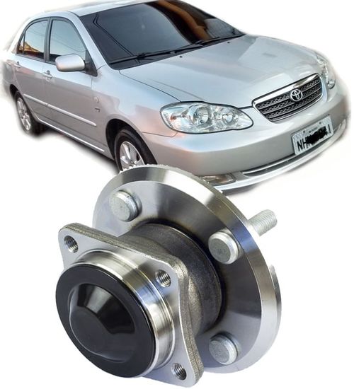 Cubo de Roda Traseiro Com Rolamento Toyota Corolla 1.6 16V e 1.8 16V e Fielder de 2003 a 2008 Sem freio ABS