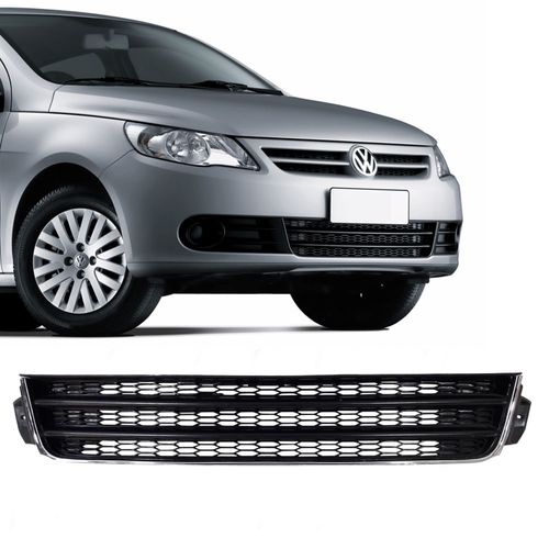 Grade Inferior Central do Parachoque Dianteiro com Friso Cromado Volkswagen Gol Voyage Saveiro G5 2008 até 2012