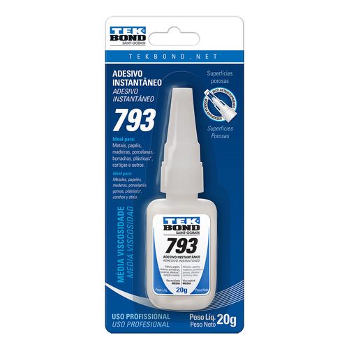Adesivo Instantâneo Diversos Universal 1980 a 2021 - 831139 - 793 20g Blister