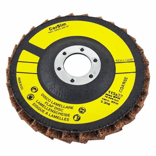 Disco Flap Corsistrip Coarse Marrom Grosso Diâmetro 115mm Furo 22mm Made in Europe