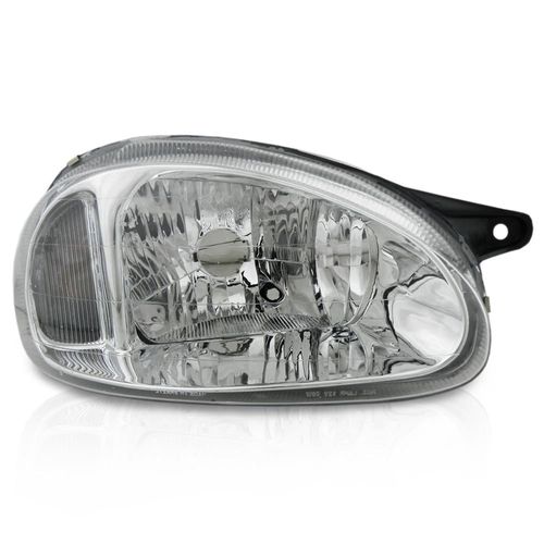Farol com Carcaça Preta Lado Direito Lente Lisa - Corsa e Classic 2000 até 2011
