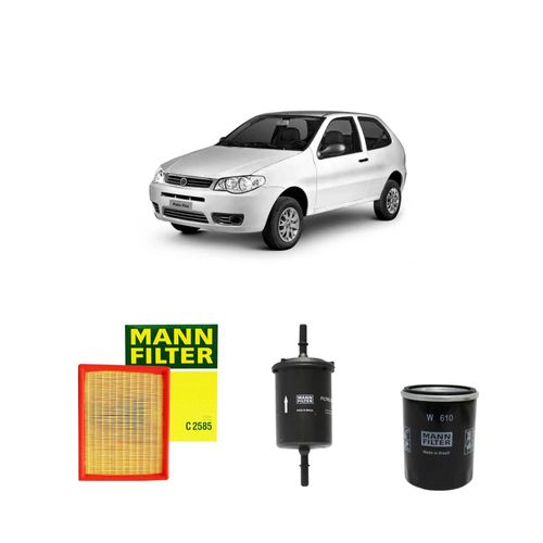 Kit filtros, ar do motor, combustível e óleo lubrificante MANN - Palio 1.0 8v Flex Fire 2017