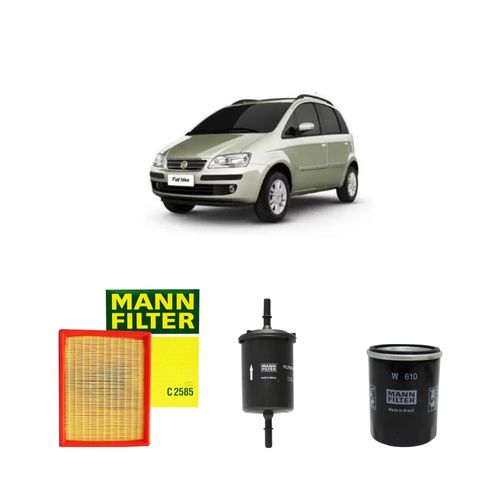 Kit filtros, ar do motor, combustível e óleo lubrificante MANN - Idea 1.4 8v Flex Attractive/ELX Fire 2005