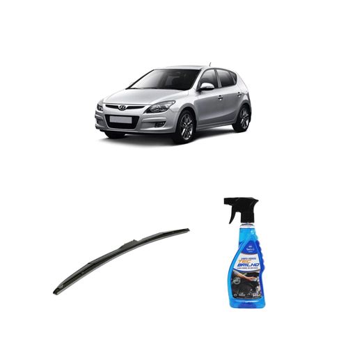 KIT LIMPA VIDROS SPRAY TECBRILHO 500ML PARA-BRISA TECBRIL + PALHETA UNIVERSAL HYBRID 24" REDUX32 HYUNDAI I30 DE 2008 A 2012