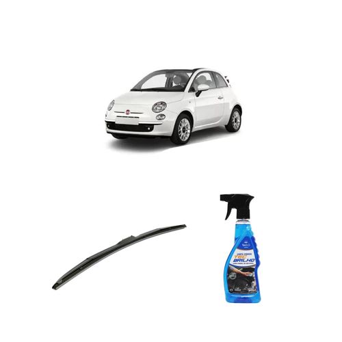 KIT LIMPA VIDROS SPRAY TECBRILHO 500ML PARA-BRISA TECBRIL + PALHETA UNIVERSAL HYBRID 24" REDUX32 FIAT 500 DE 2010 A 2022