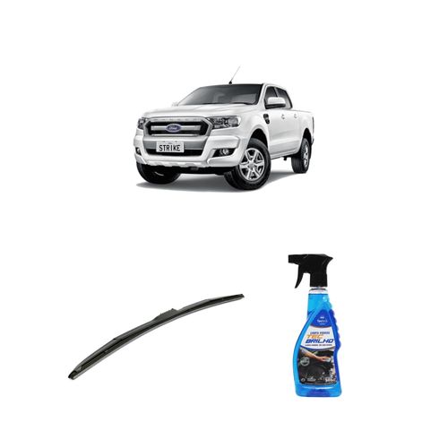 KIT LIMPA VIDROS SPRAY TECBRILHO 500ML PARA-BRISA TECBRIL + PALHETA UNIVERSAL HYBRID 24" REDUX32 RANGER DE 2012 A 2016
