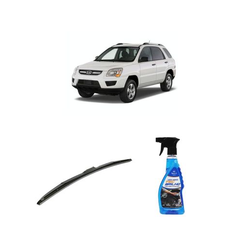 KIT LIMPA VIDROS SPRAY TECBRILHO 500ML PARA-BRISA TECBRIL + PALHETA UNIVERSAL HYBRID 24" REDUX32 SPORTAGE DE 2009 A 2016