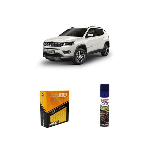 KIT FILTRO DE AR ARA109 + LIMPA AR CONDICIONADO COMPASS 2.0 DIESEL SPORT / LONGITUDE / LIMITED / TRAILHAWK DE 2016 A 2021