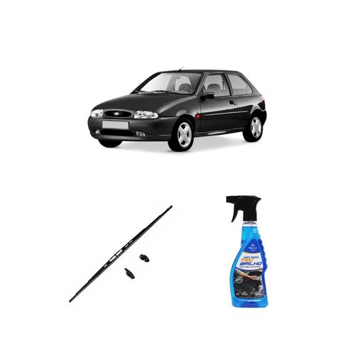 KIT LIMPA VIDROS SPRAY TECBRILHO 500ML PARA-BRISA TECBRIL + PALHETA UNIVERSAL FORTLINE 19'' REDUX32 FIESTA DE 1996 A 2004