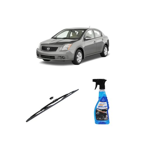 KIT LIMPA VIDROS SPRAY TECBRILHO 500ML PARA-BRISA TECBRIL + PALHETA UNIVERSAL FORTLINE 26" REDUX32 SENTRA DE 2008 A 2013