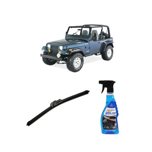 Kit Limpa Vidros Spray Tecbrilho 500mL Para-Brisa Tecbril + Palheta Flex Sportline Universal 14'' Redux32 WRANGLER de 1996 a 2006