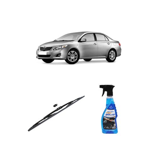 KIT LIMPA VIDROS SPRAY TECBRILHO 500ML PARA-BRISA TECBRIL + PALHETA UNIVERSAL FORTLINE 26" REDUX32 COROLLA DE 2009 A 2014
