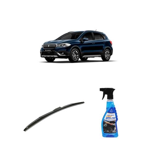 KIT LIMPA VIDROS SPRAY TECBRILHO 500ML PARA-BRISA TECBRIL + PALHETA UNIVERSAL HYBRID 24" REDUX32 S-CROSS DE 2017 A 2022