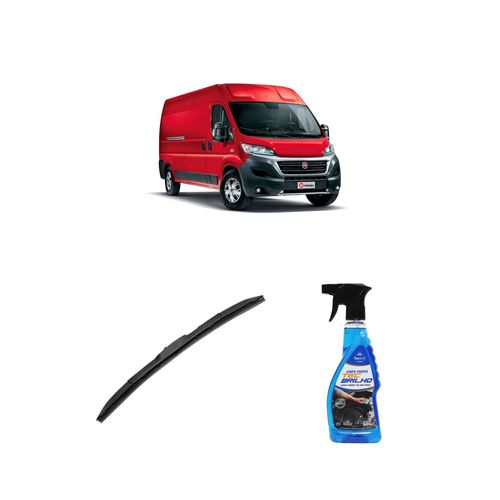 KIT LIMPA VIDROS SPRAY TECBRILHO 500ML PARA-BRISA TECBRIL + PALHETA UNIVERSAL HYBRID 26" REDUX32 DUCATO DE 2018 A 2022