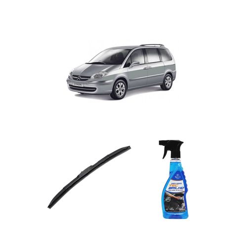 KIT LIMPA VIDROS SPRAY TECBRILHO 500ML PARA-BRISA TECBRIL + PALHETA UNIVERSAL HYBRID 26" REDUX32 CITROEN C8 DE 2002 A 2006