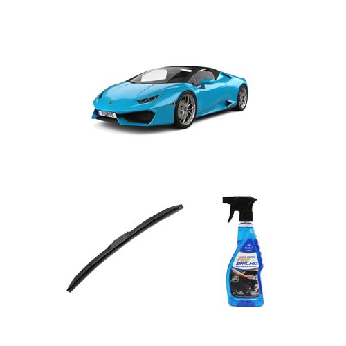 KIT LIMPA VIDROS SPRAY TECBRILHO 500ML PARA-BRISA TECBRIL + PALHETA UNIVERSAL HYBRID 26" REDUX32 HURACAN DE 2015 A 2022
