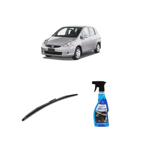 KIT LIMPA VIDROS SPRAY TECBRILHO 500ML PARA-BRISA TECBRIL + PALHETA UNIVERSAL HYBRID 24" REDUX32 FIT DE 2003 A 2008