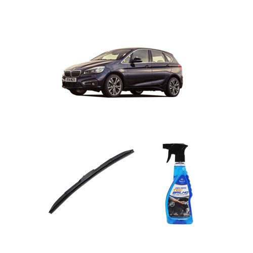 KIT LIMPA VIDROS SPRAY TECBRILHO 500ML PARA-BRISA TECBRIL + PALHETA UNIVERSAL HYBRID 26" REDUX32 BMW SÉRIE 2 225 DE 2016 A 2022