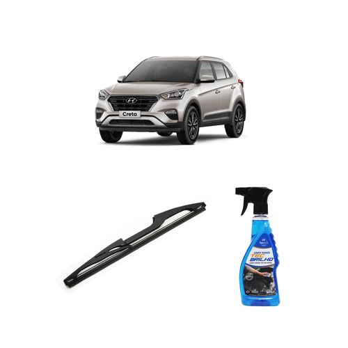 Kit Limpa Vidros Spray Tecbrilho 500mL Para-Brisa Tecbril + Palheta Totalclip Hybrid Traseira 11" Redux32 Hyundai Creta de 2017 em diante