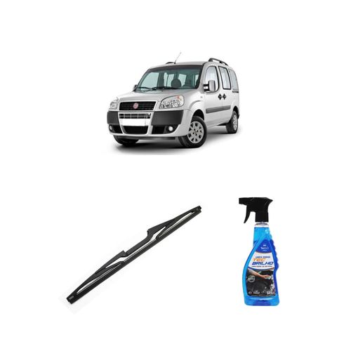 Kit Limpa Vidros Spray Tecbrilho 500mL Para-Brisa Tecbril + Palheta Totalclip Hybrid Traseira 14" Redux32 Fiat Doblo de 2001 em diante