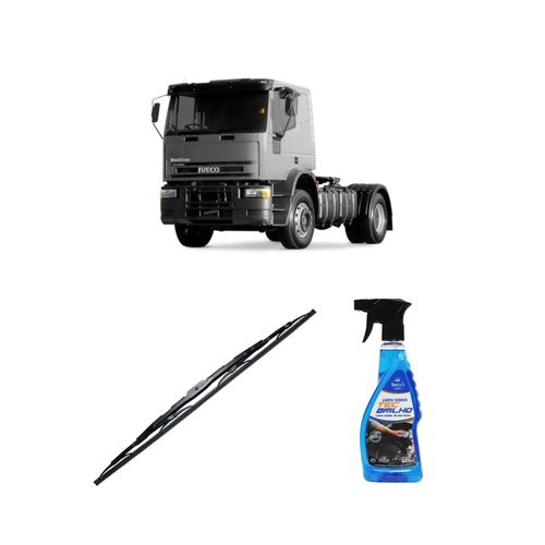 Kit Limpa Vidros Spray Tecbrilho 500mL Para-Brisa Tecbril + Palheta Totalclip Truck New 26" Redux32 Iveco Cavallino de 1998 em diante