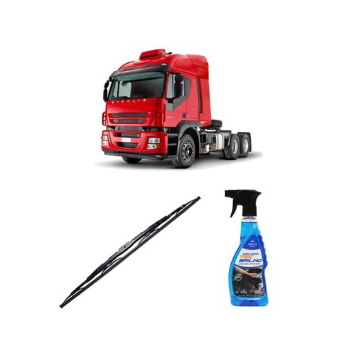 Kit Limpa Vidros Spray Tecbrilho 500mL Para-Brisa Tecbril + Palheta Totalclip Truck New 26" Redux32 Iveco STRALIS 440 de 2004 em diante