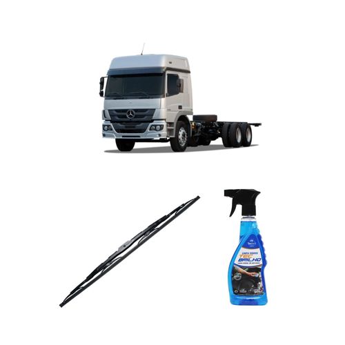 Kit Limpa Vidros Spray Tecbrilho 500mL Para-Brisa Tecbril + Palheta Totalclip Truck New 26" Redux32 Atego de 2004 a 2006