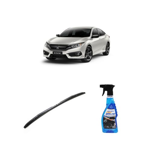 Kit Limpa Vidros Spray Tecbrilho 500mL Para-Brisa Tecbril + Palheta Totalclip Hybrid 24" Redux32 CIVIC de 2017 a 2022
