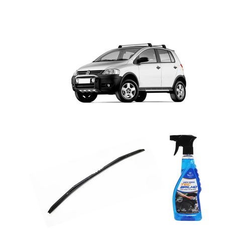Kit Limpa Vidros Spray Tecbrilho 500mL Para-Brisa Tecbril + Palheta Totalclip Hybrid Traseira 10" Redux32 Volkswagen Crossfox de 2004 a 2009