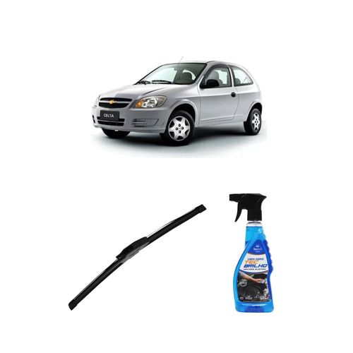 Kit Limpa Vidros Spray Tecbrilho 500mL Para-Brisa Tecbril + Palheta New Sportline 18" Redux32 Chevrolet Celta de 2000 a 2003