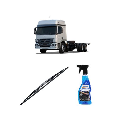 Kit Limpa Vidros Spray Tecbrilho 500mL Para-Brisa Tecbril + Palheta Totalclip Truck New 26" Redux32 ATEGO de 2006 em diante