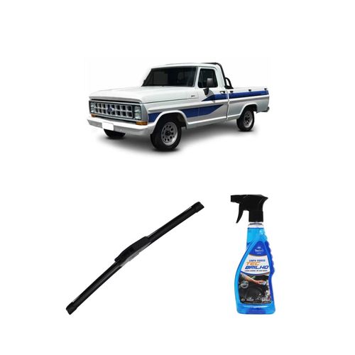 Kit Limpa Vidros Spray Tecbrilho 500mL Para-Brisa Tecbril + Palheta New Sportline 16" Redux32 Ford F2000 de 1980 a 1983