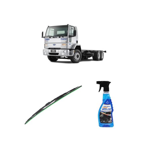 Kit Limpa Vidros Spray Tecbrilho 500mL Para-Brisa Tecbril + Palheta Totalclip Truck 24" Redux32 Ford Cargo 2425 de 1985 a 1999