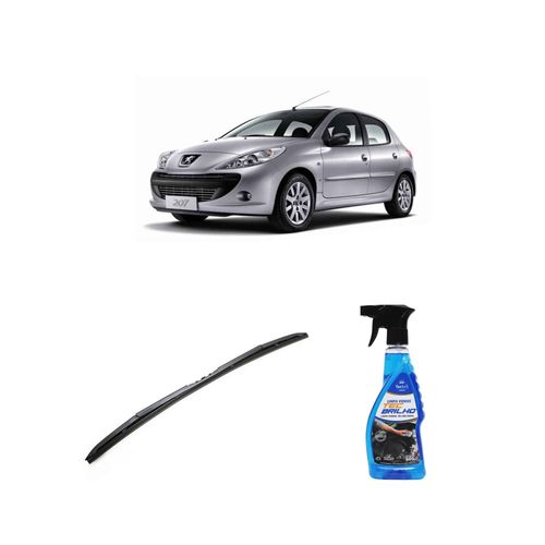 Kit Limpa Vidros Spray Tecbrilho 500mL Para-Brisa Tecbril + Palheta Totalclip Hybrid 24" Redux32 Peugeot 207 de 2008 a 2022