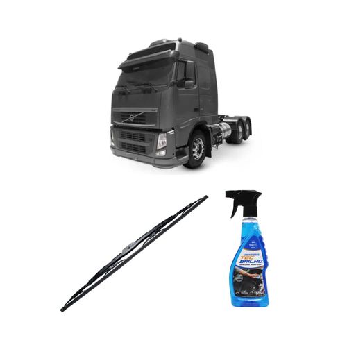 Kit Limpa Vidros Spray Tecbrilho 500mL Para-Brisa Tecbril + Palheta Totalclip Truck New 27" Redux32 Volvo FH440 de 2001 a 2018