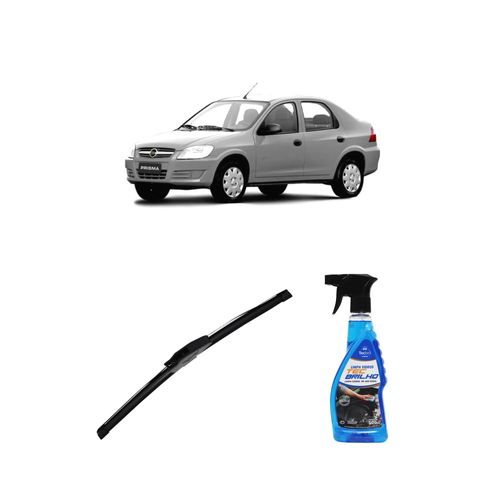 Kit Limpa Vidros Spray Tecbrilho 500mL Para-Brisa Tecbril + Palheta New Sportline 18" Redux32 Chevrolet Prisma de 2007 a 2012