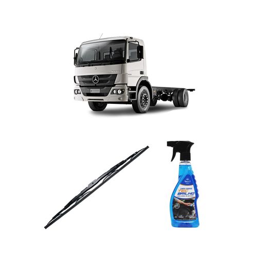 Kit Limpa Vidros Spray Tecbrilho 500mL Para-Brisa Tecbril + Palheta Totalclip Truck New 26" Redux32 ATEGO 1419 de 2008 em diante