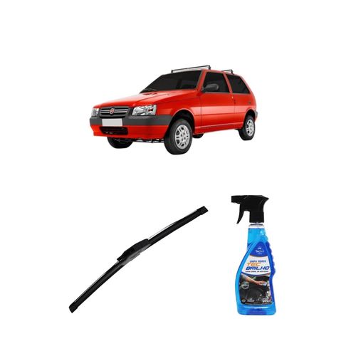 Kit Limpa Vidros Spray Tecbrilho 500mL Para-Brisa Tecbril + Palheta New Sportline 18" Redux32 Fiat Uno Mille de 1984 a 2013