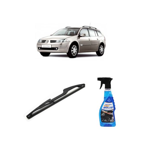 Kit Limpa Vidros Spray Tecbrilho 500mL Para-Brisa Tecbril + Palheta Totalclip Hybrid Traseira 11" Redux32 Renault MEGANE GRAND TOUR de 2007 a 2013