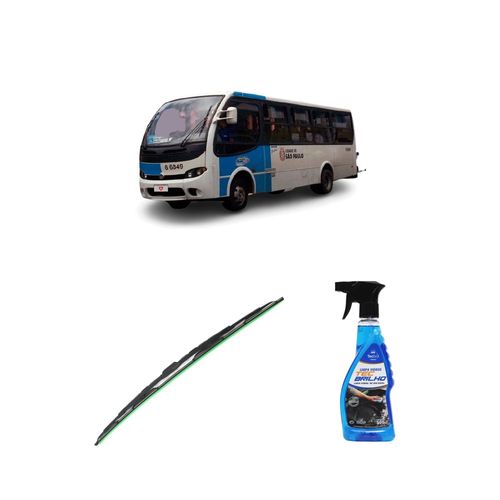 Kit Limpa Vidros Spray Tecbrilho 500mL Para-Brisa Tecbril + Palheta Totalclip Truck 28" Redux32 Caio Induscar Picolino de 1998 a 2002