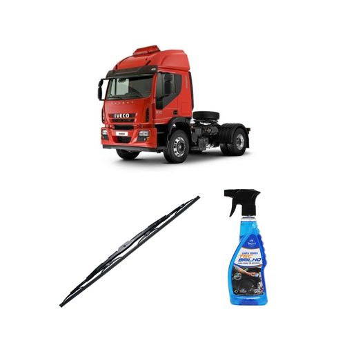 Kit Limpa Vidros Spray Tecbrilho 500mL Para-Brisa Tecbril + Palheta Totalclip Truck New 26" Redux32 Iveco Cursor de 1998 em diante