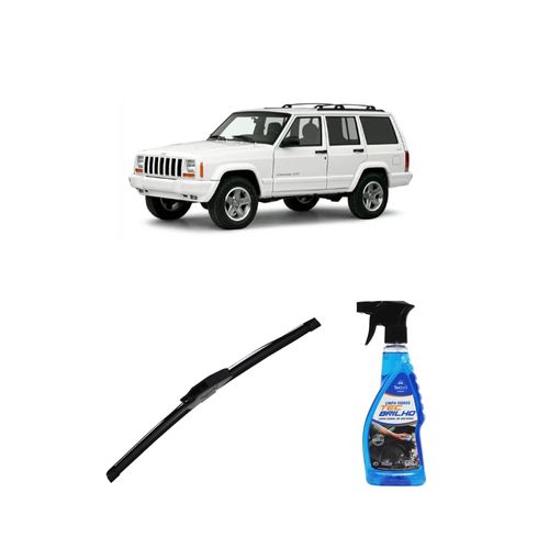 Kit Limpa Vidros Spray Tecbrilho 500mL Para-Brisa Tecbril + Palheta New Sportline 18" Redux32 Jeep Cherokee de 1990 a 2001