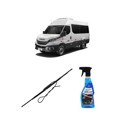 Kit Limpa Vidros Spray Tecbrilho 500mL Para-Brisa Tecbril + Palheta Totalclip Truck Com Esguicho RT24E Redux32 Iveco Daily de 2008 em diante