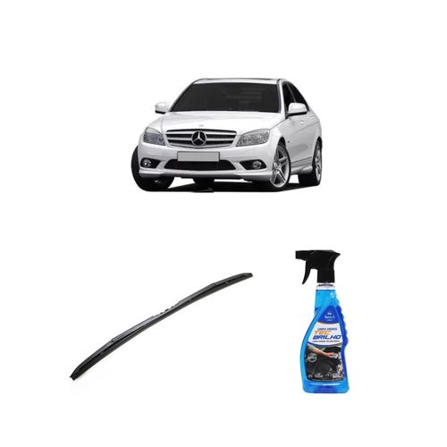 Kit Limpa Vidros Spray Tecbrilho 500mL Para-Brisa Tecbril + Palheta Totalclip Hybrid 24" Redux32 Mercedes Benz CLASSE C 200 de 2009 a 2022